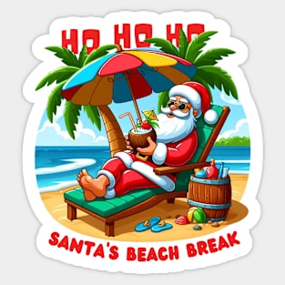 Relaxing Beach Santa funny summer Sticker